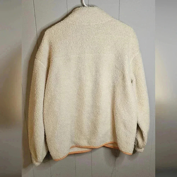 Universal Thread Sherpa Jacket Colorblock Cream Orange Navy, Medium - Picture 4 of 4